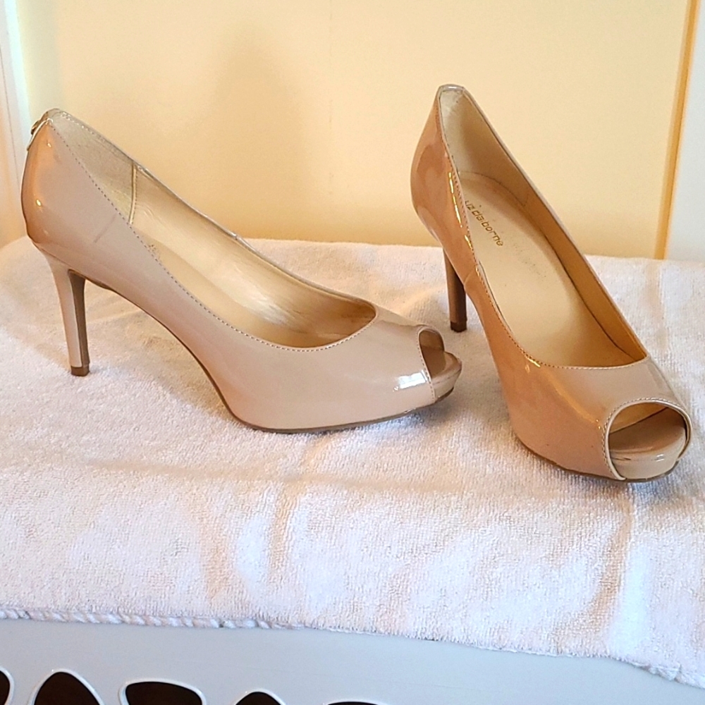 Nude peep toe heels